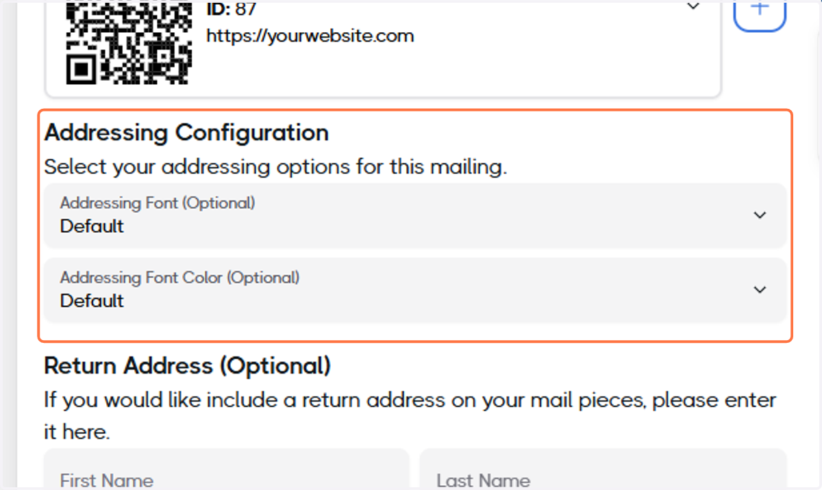 Optional: Select your Addressing Configuration