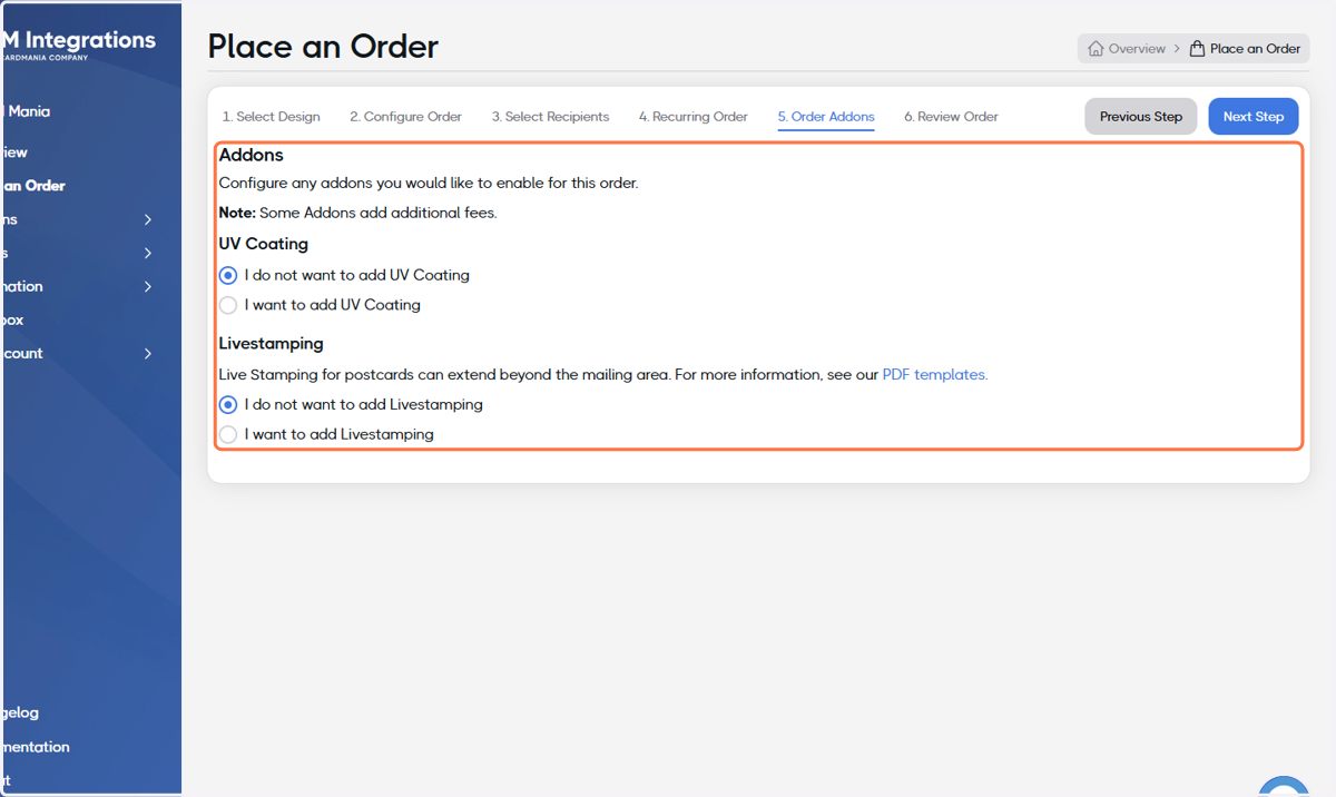 Optional: Select Addons