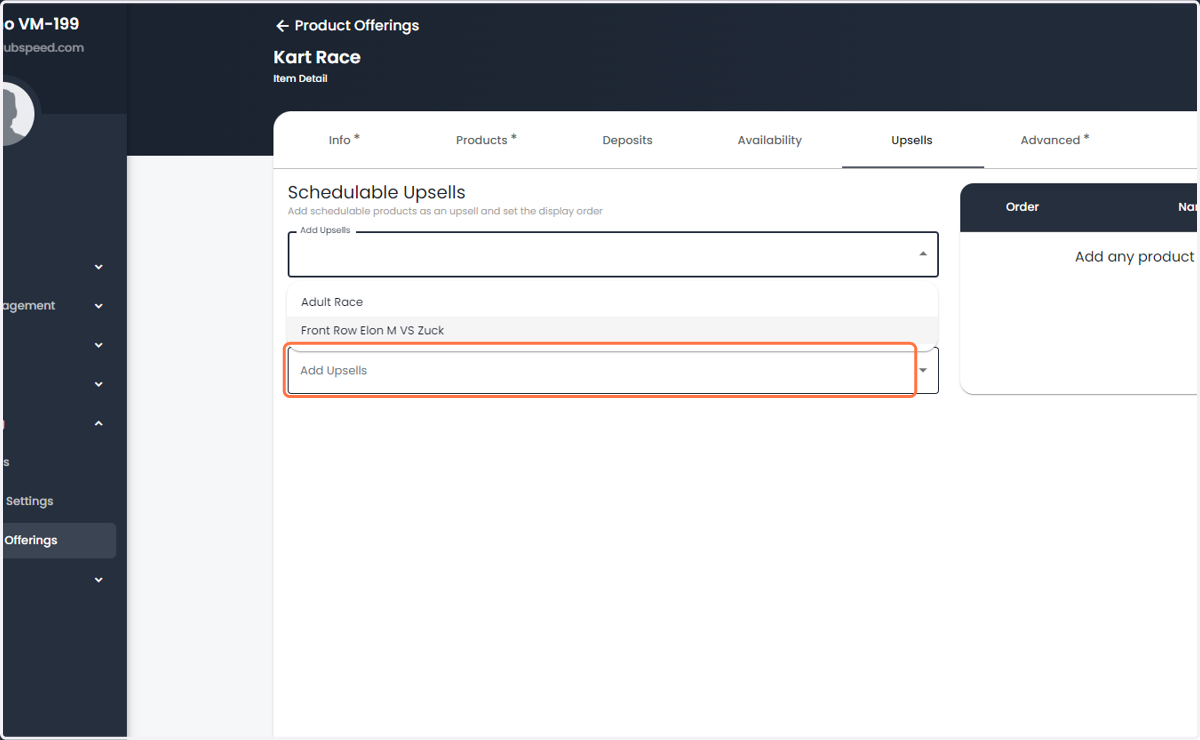 Click on Add Upsells