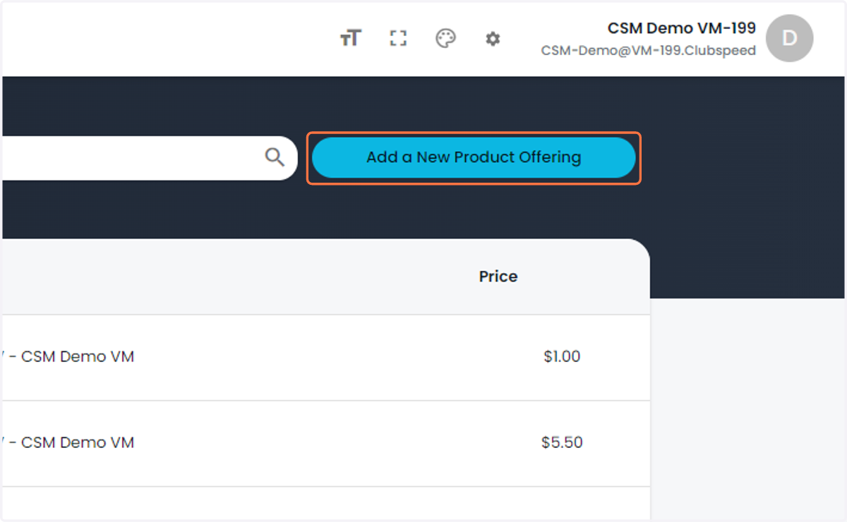 Click on Add a New Product Offering