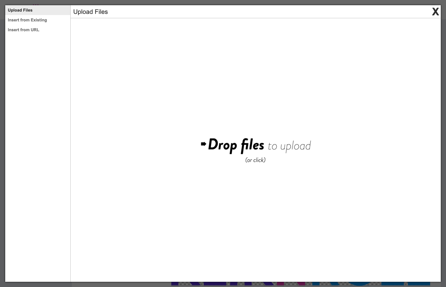 Click "Upload Files" or drag the photo into the white box.