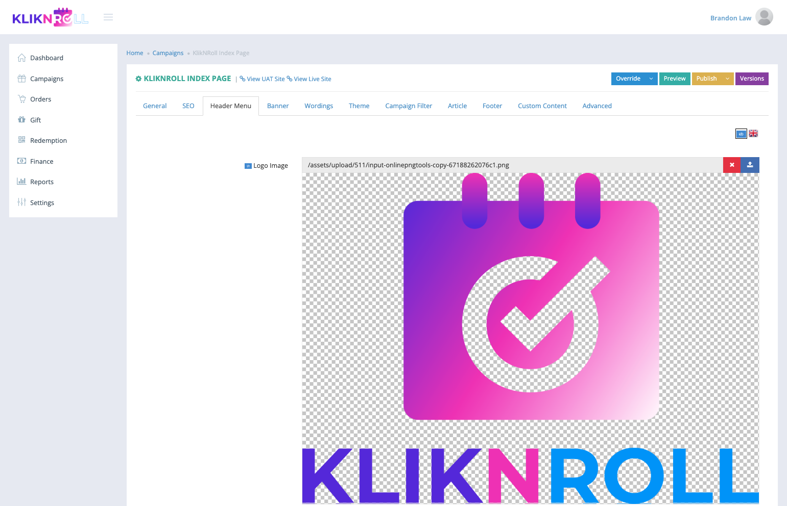 Click on the upload icon to upload your logo