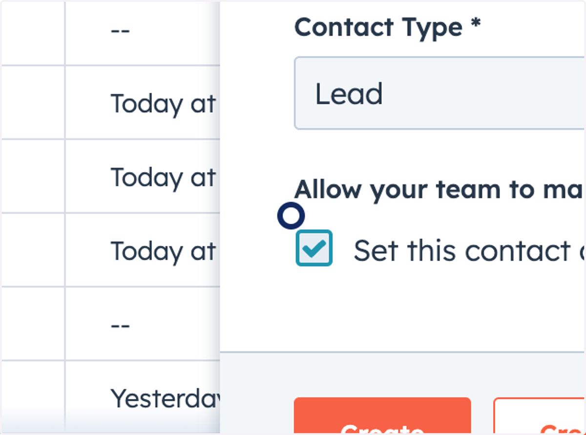 Check Set this contact as a marketing contact
