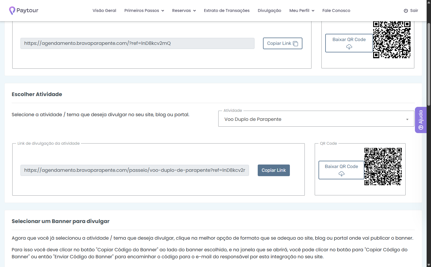 Copie o link e vincule ao seu site