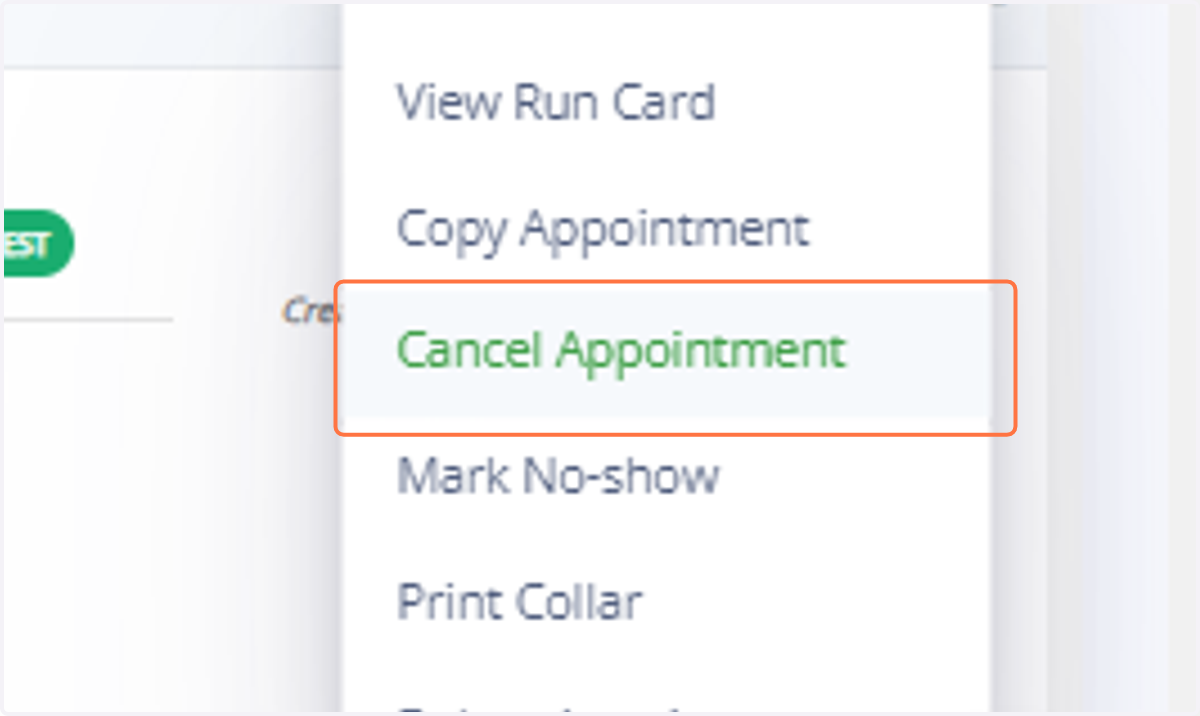 Select "Cancel Appointment" from the options.