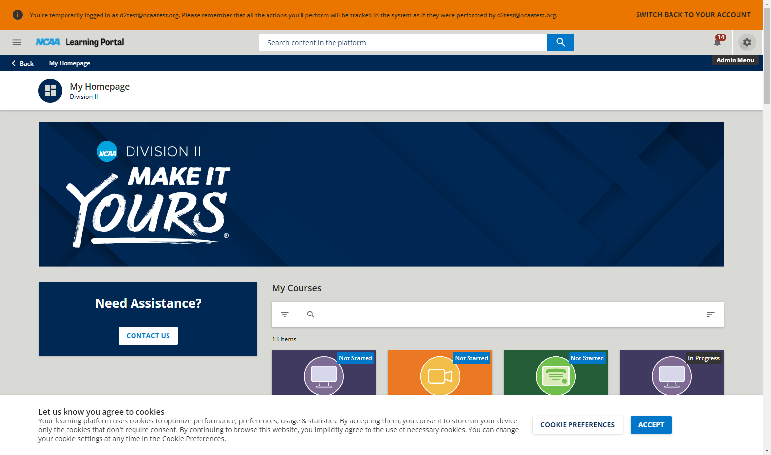 Click on Admin Menu.
