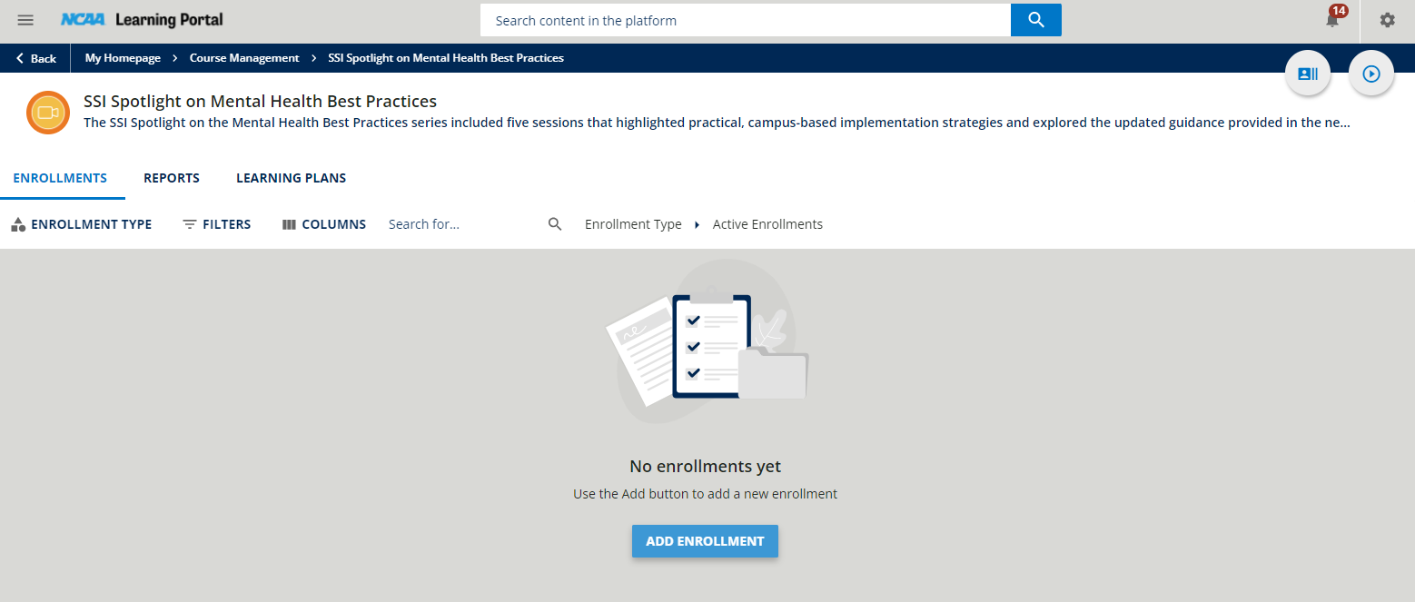 Click on ADD ENROLLMENT.
