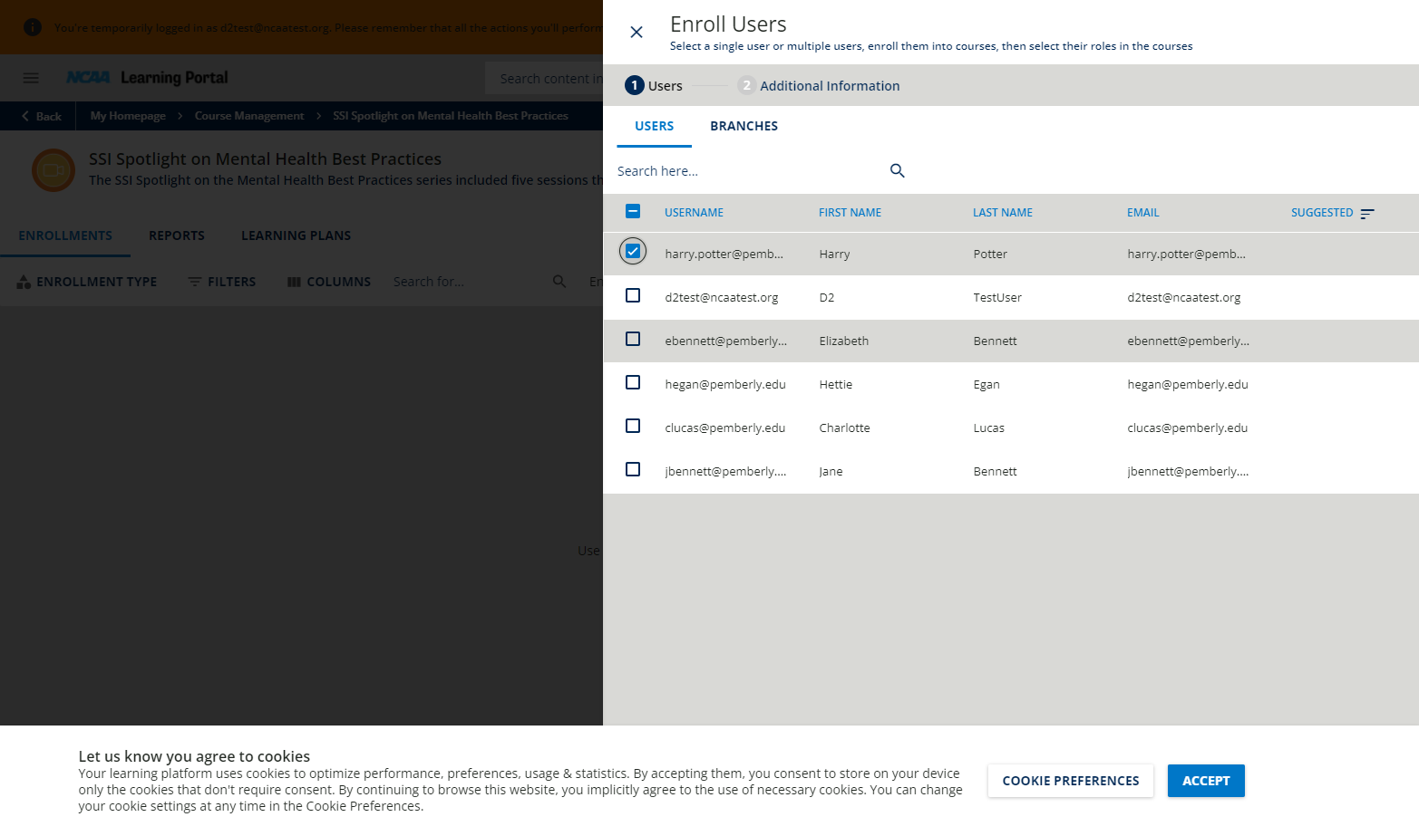 Select the users you want to enroll.