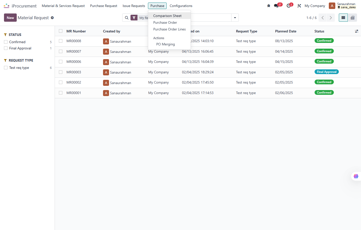 Click on Comparison Sheet