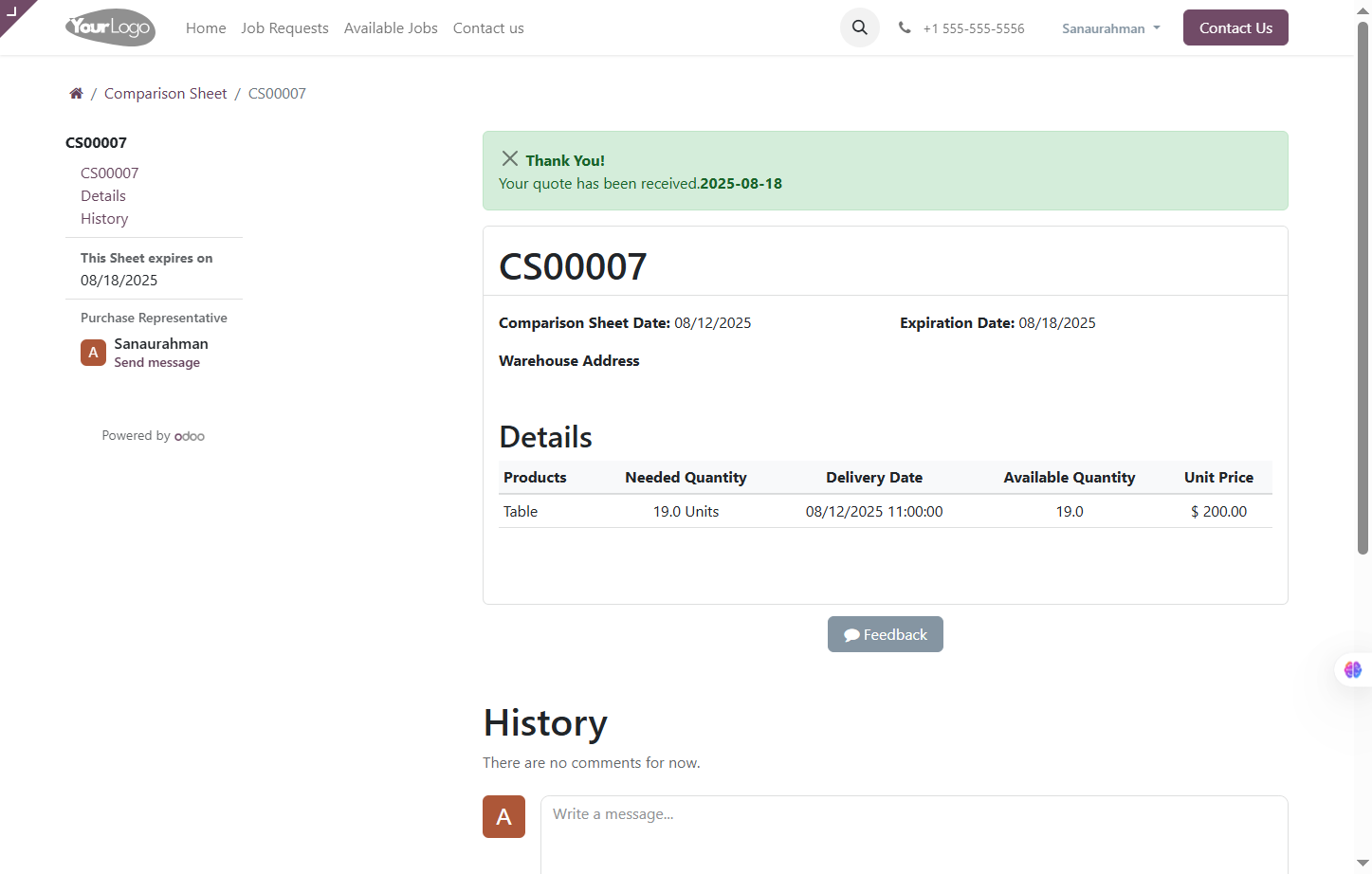 Finaly the CS in Odoo is updated and all data from the vendor is automatically fetched in odoo