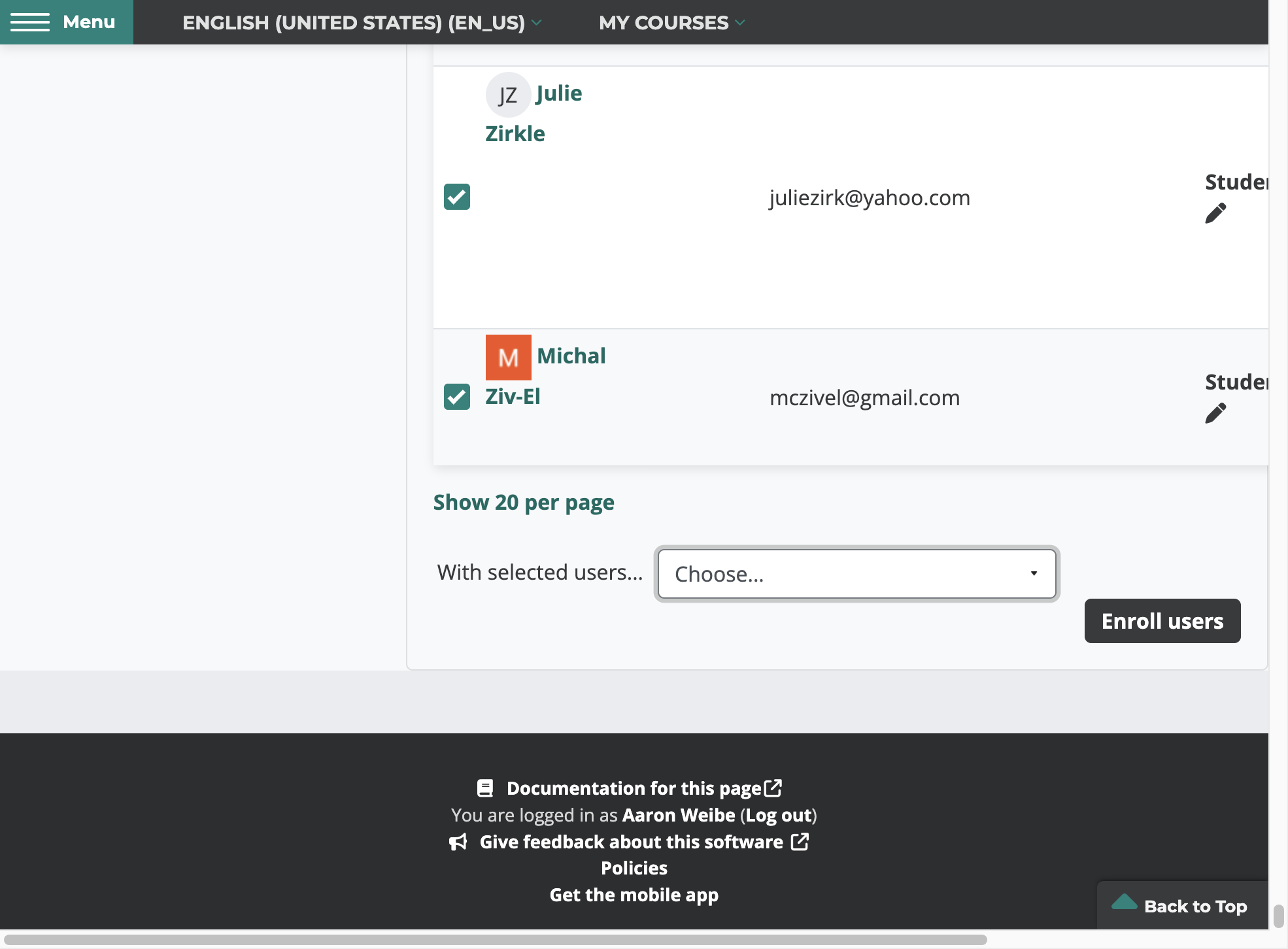 Select Choose. A dropdown will appear, click on "Comma Separated Values." A download will begin.
