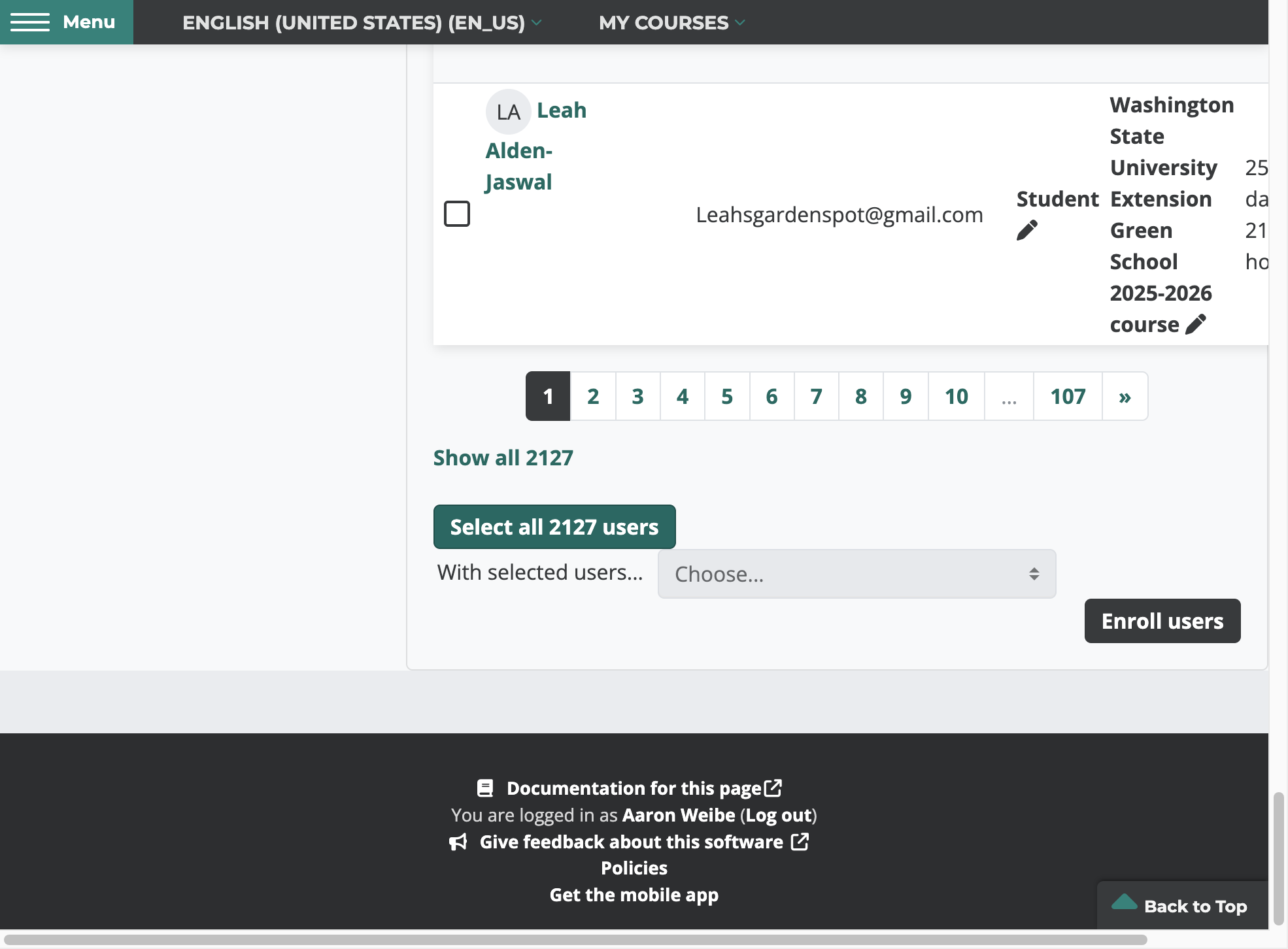 Click on Select All X# Users