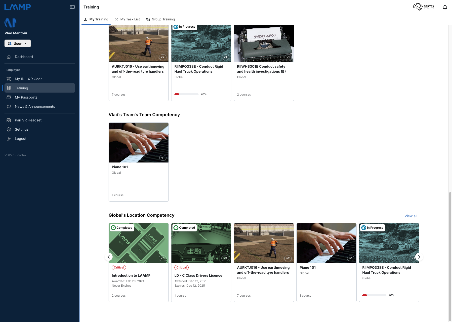 Here you can find a breakdown of your training based on your Location