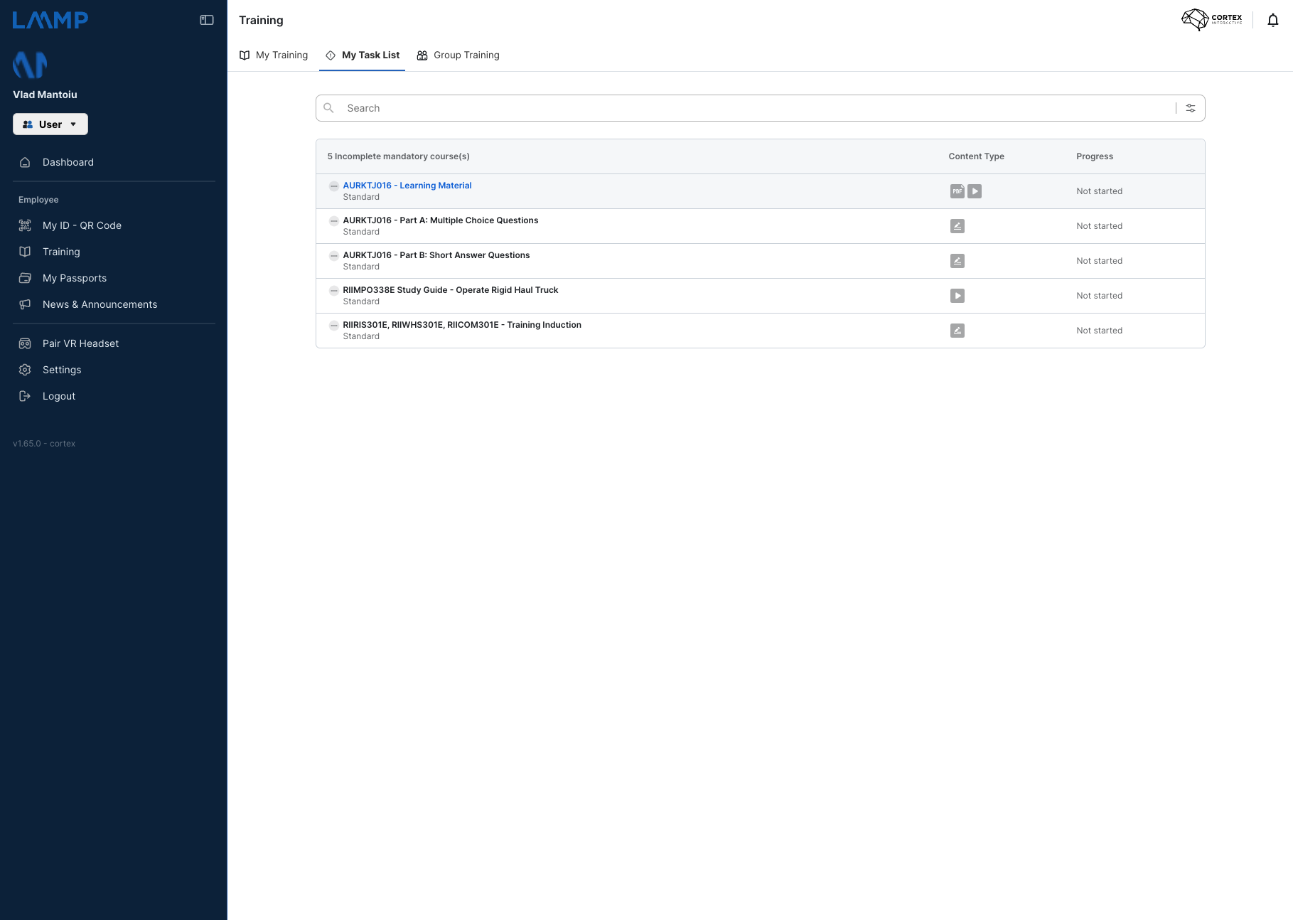 You can preview the type of content to expect in each Course, in this example we know that the highlited Course contains a PDF document and a video.