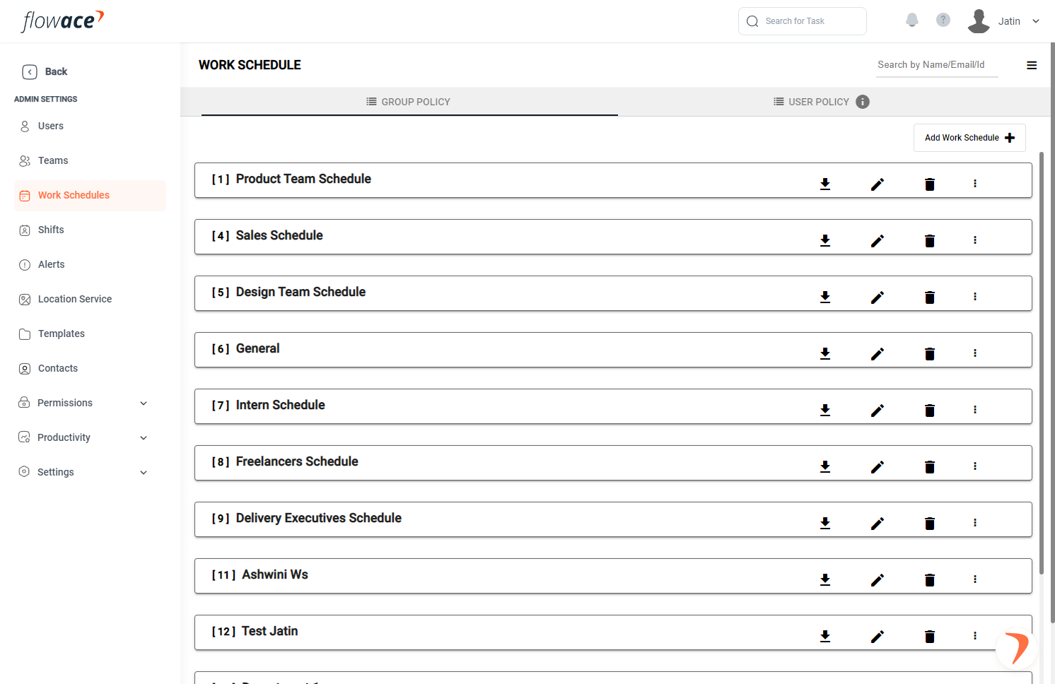 Select the schedule