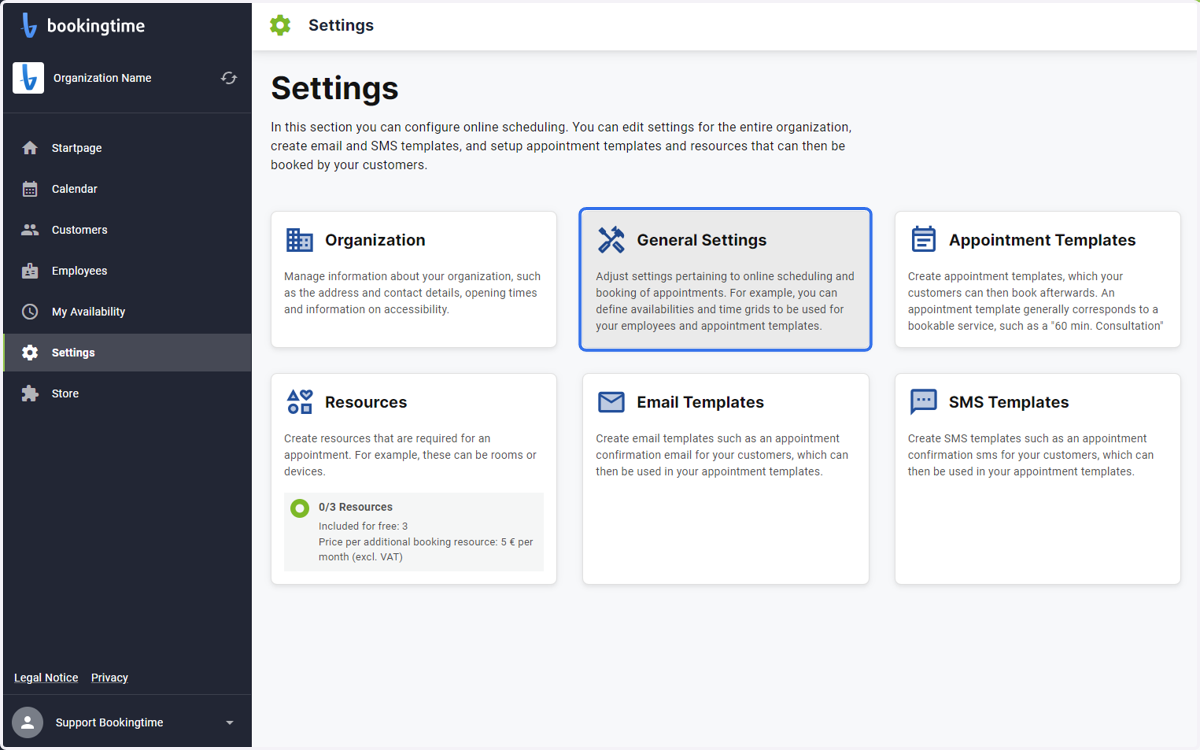 Select General Settings