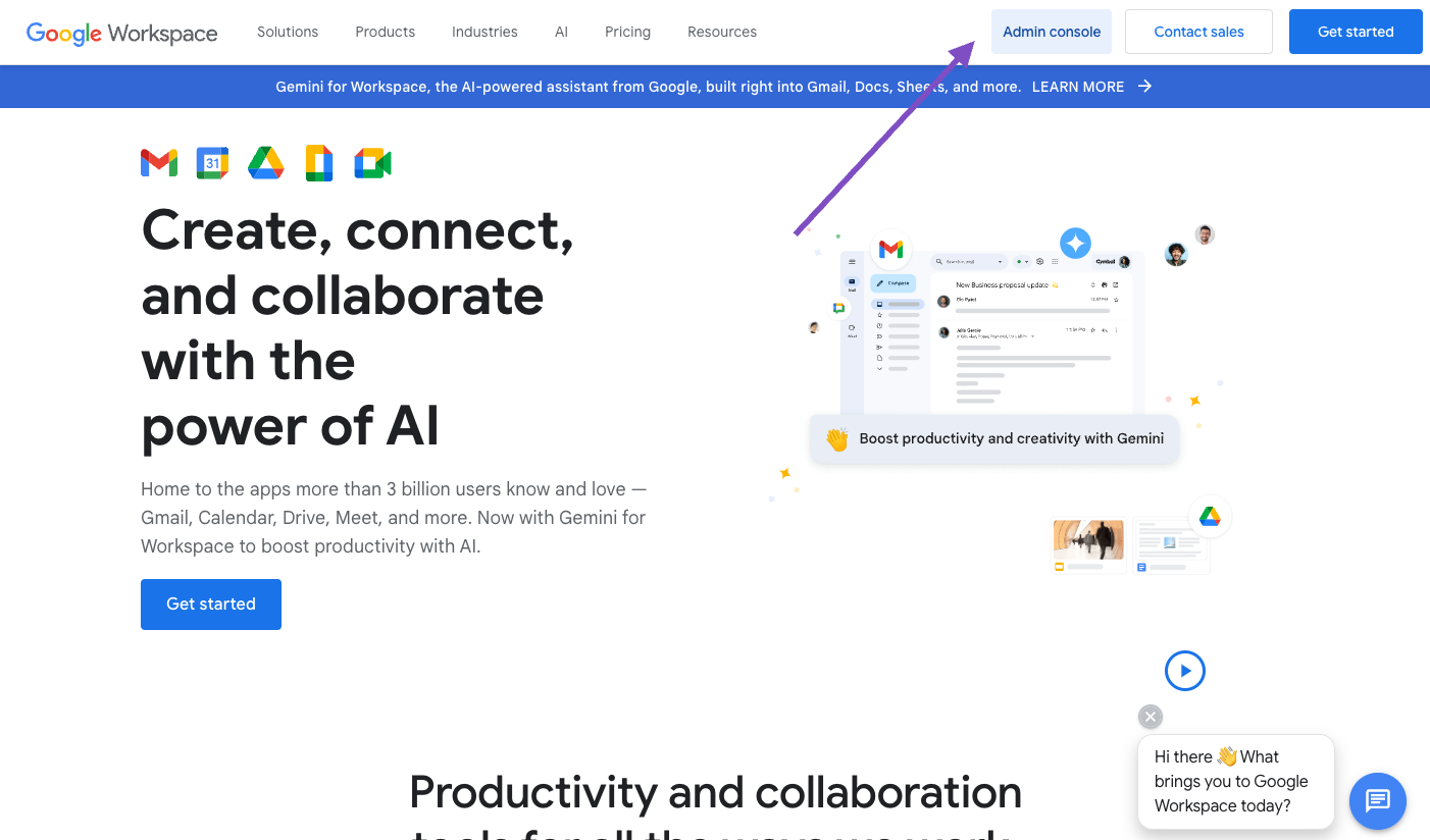 Log in to your new Google Workspace Account to confirm domain verification