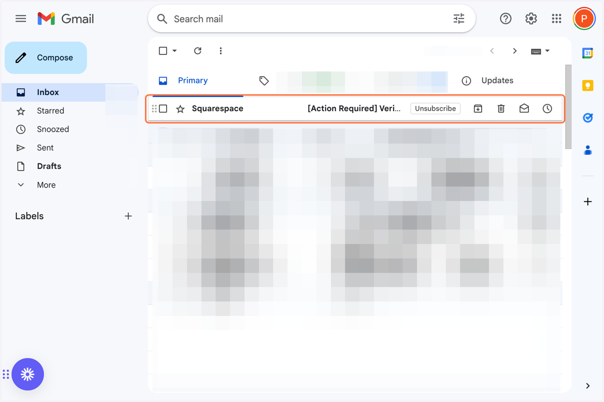 Find Squarespace domain confirmation email