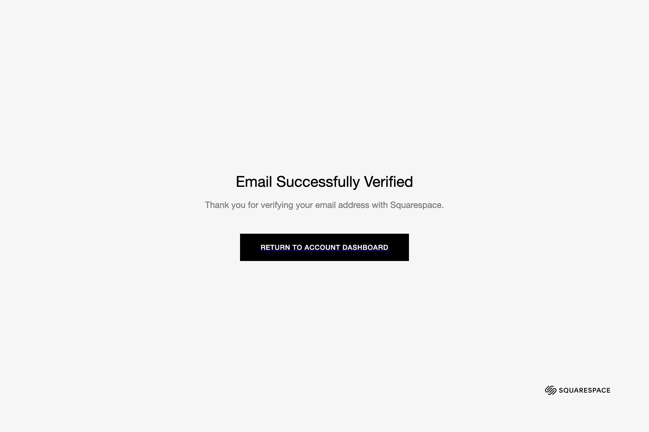 "Email Successfully Verified Confirmation" Page