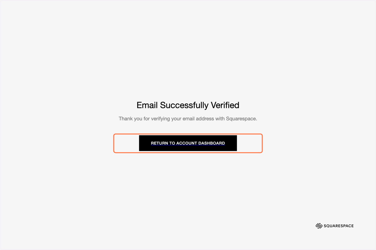 "Email Successfully Verified Confirmation" Page