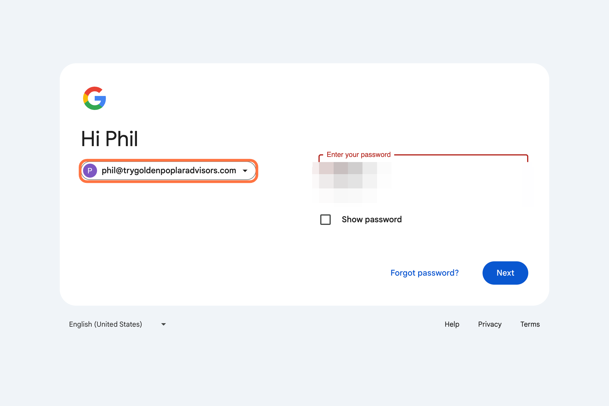 Provide your new Google Workspace email address and password
