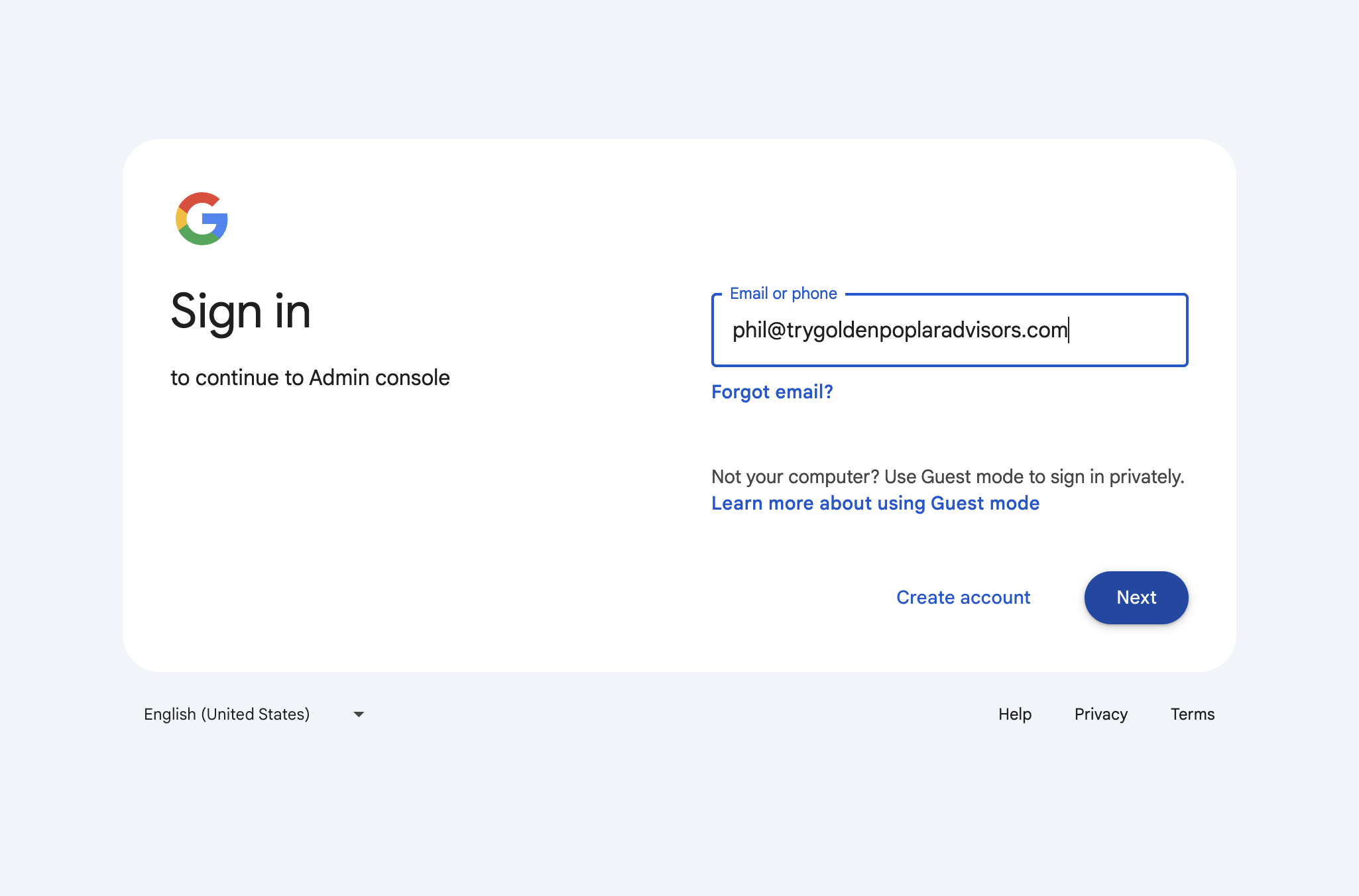 Sign in to your Google Workspace account