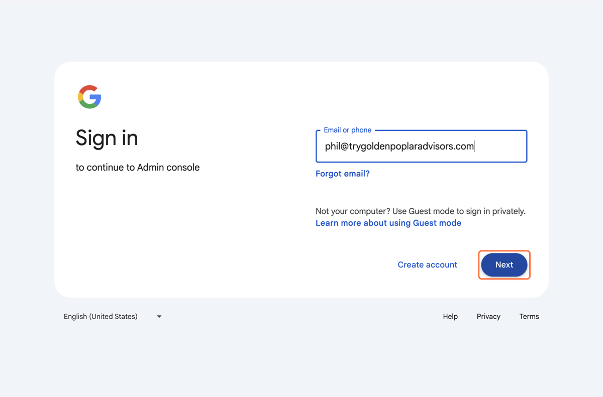 Sign in to your Google Workspace account