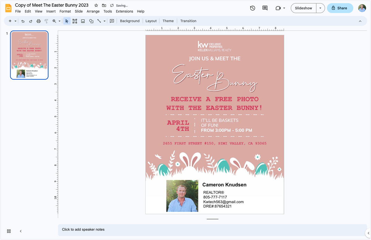 Click and edit the appropriate contact info in the text box.