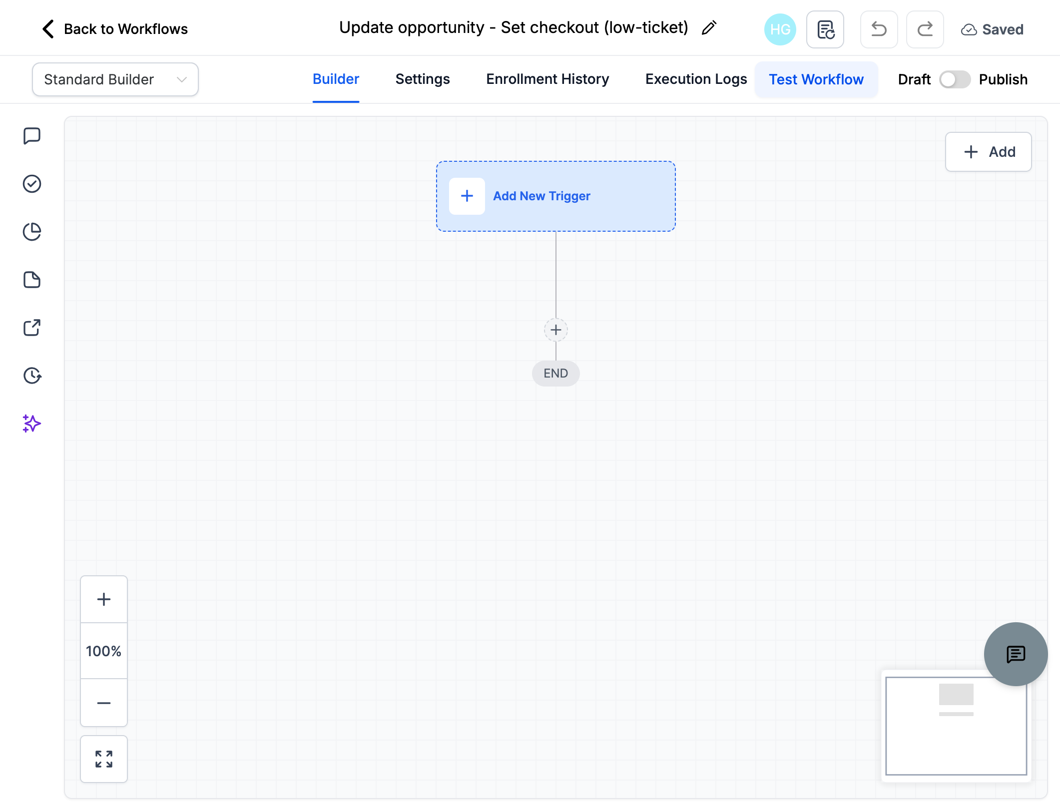 Navngiv dit workflow fx "Update opportunity - Set checkout (low-ticket)"