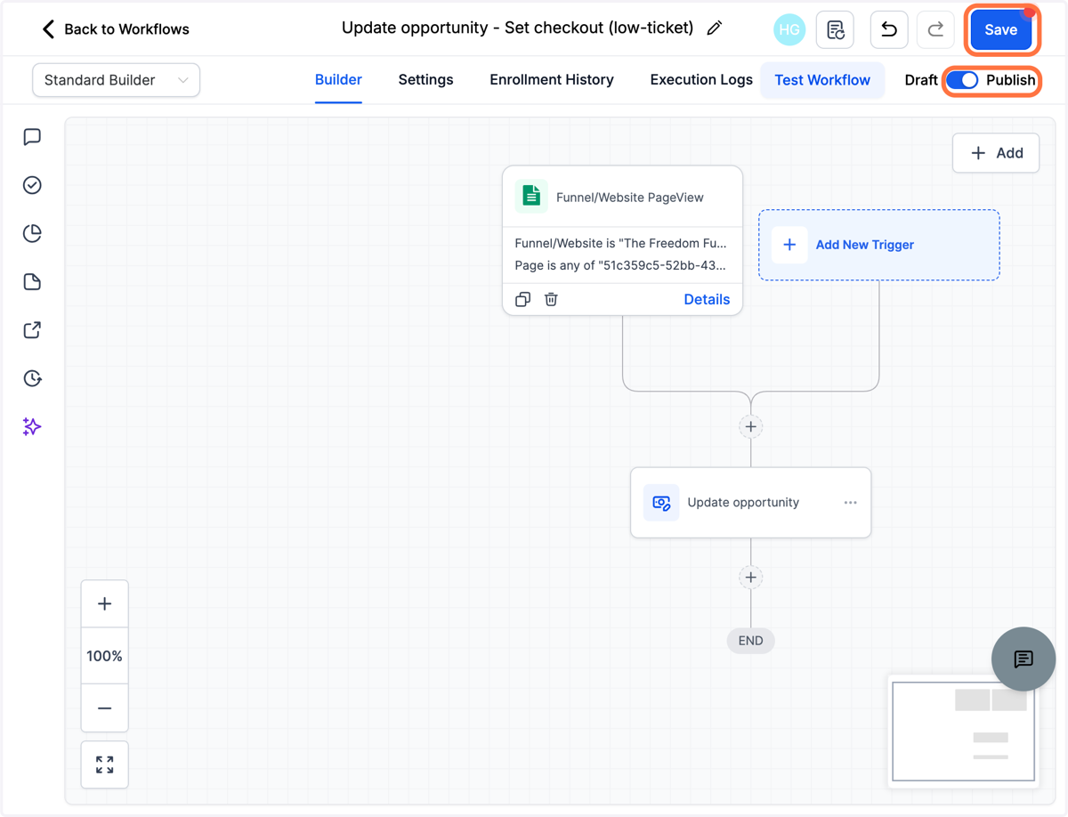 Publish og gem dit workflow