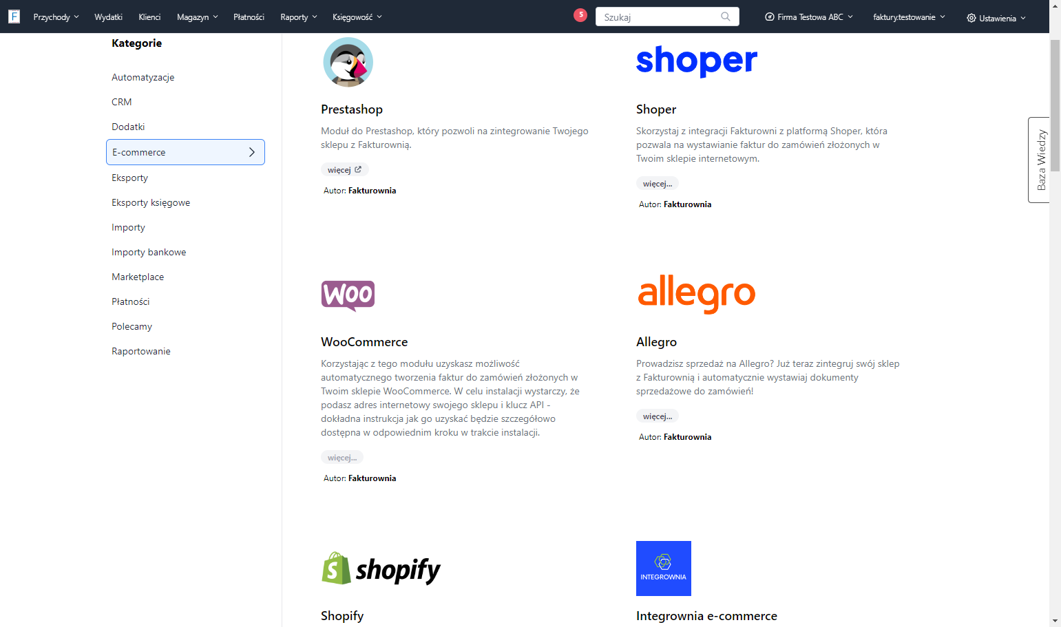 Następnie kliknij nazwę integracji WooCommerce, by przejść do aktywacji aplikacji.