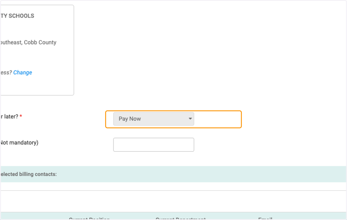 Click on Pay Now to pay by credit card