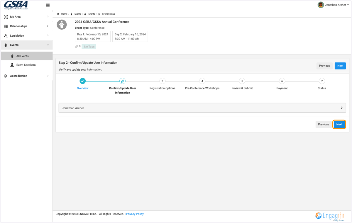 Review your profile details and click on Next