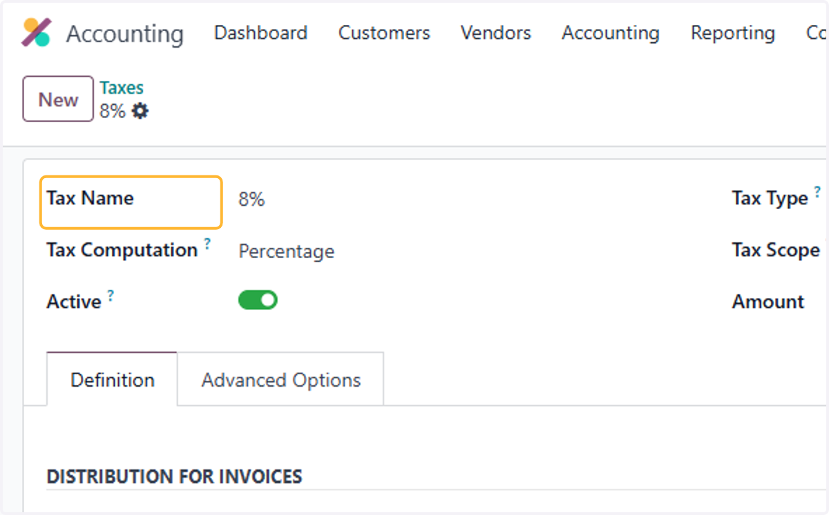 Fill in desired Tax Name