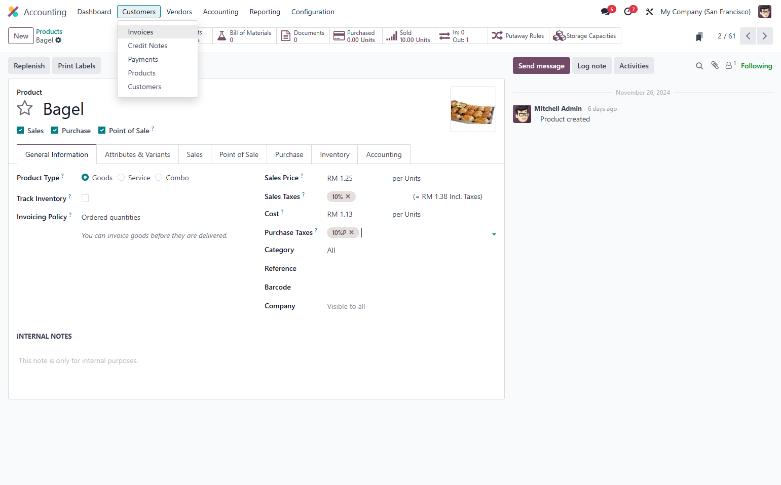 Click on Invoices