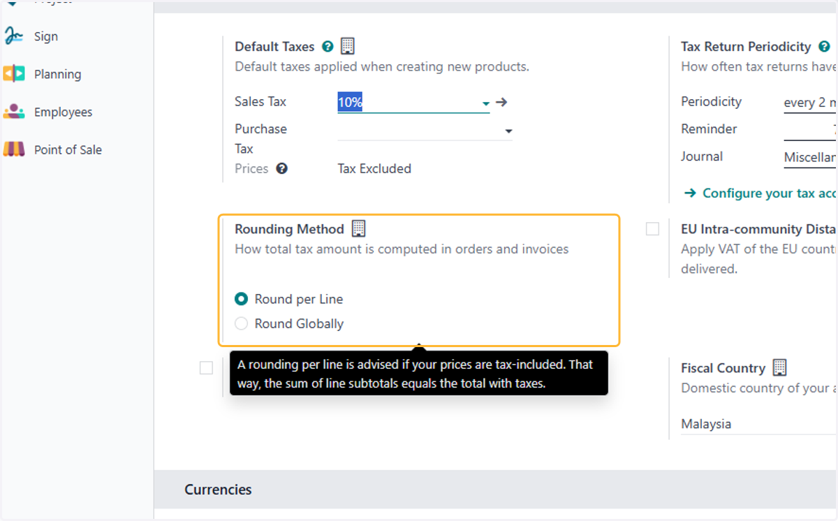 Select relevant rounding method
