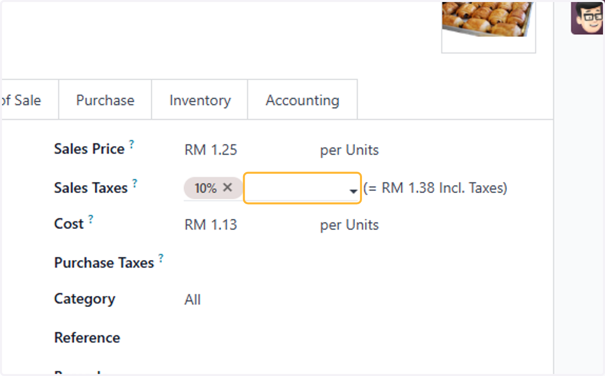 Sales Taxes can be set for each product