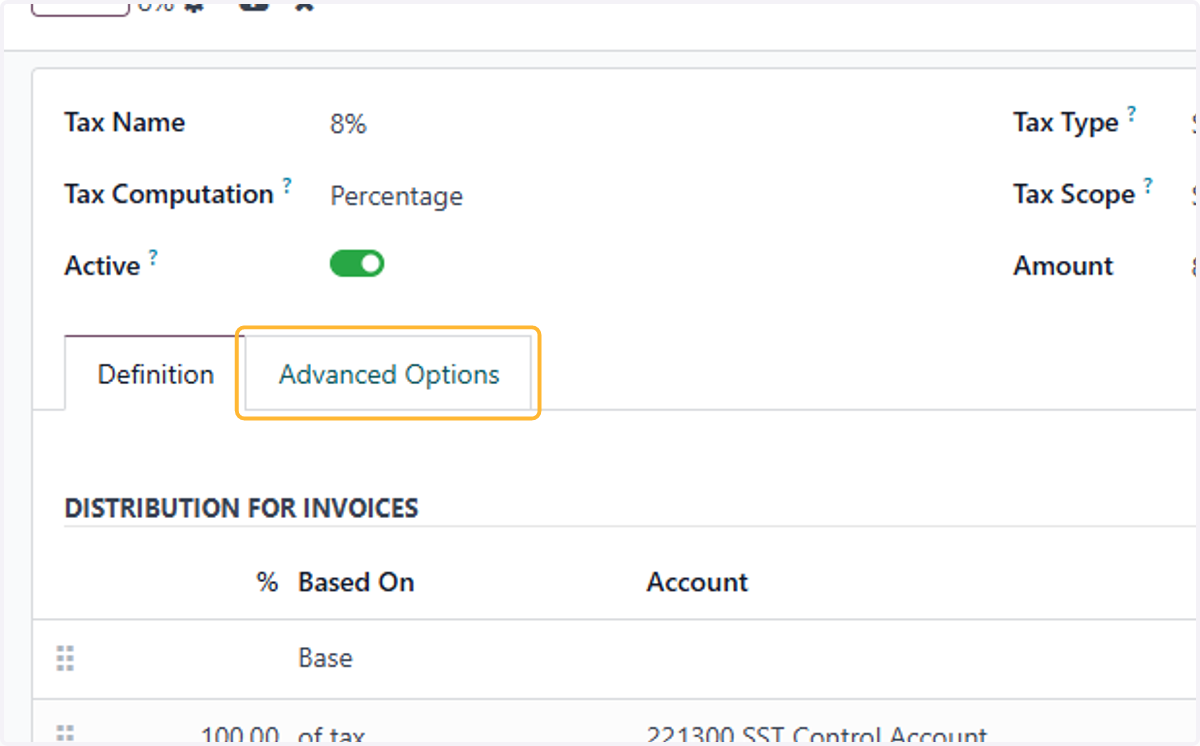 Click on Advanced Options