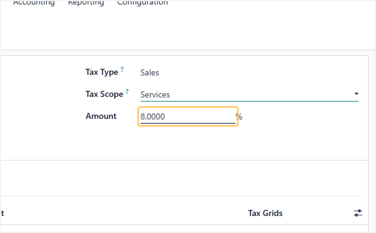Fill in tax percentage