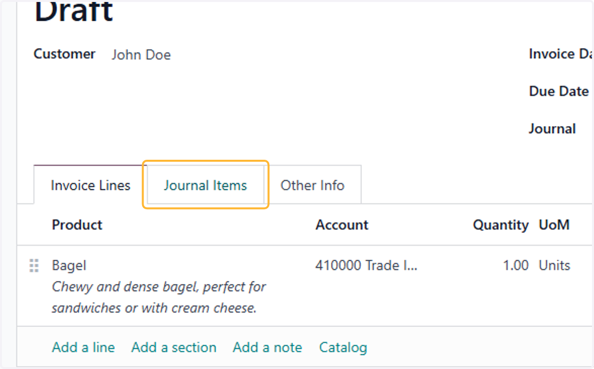Click on Journal Items