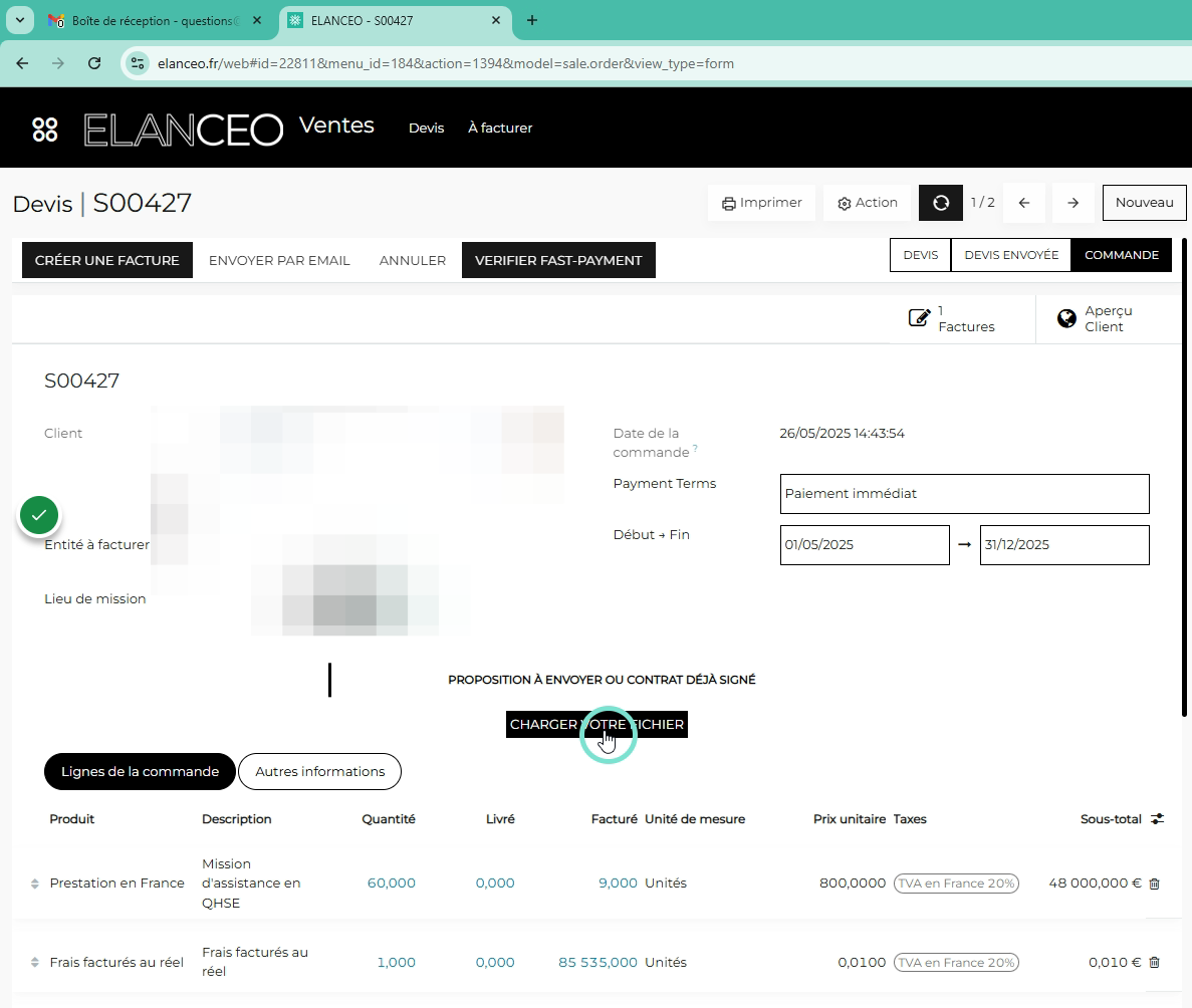 Clique sur CHARGER VOTRE FICHIER pour charger la commande de votre client