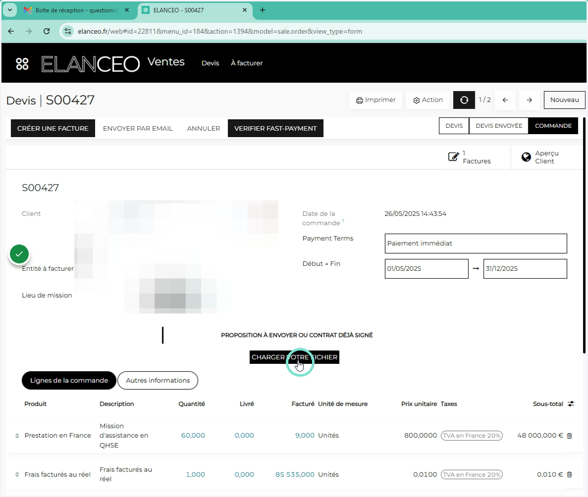 Clique sur CHARGER VOTRE FICHIER pour charger la commande de votre client