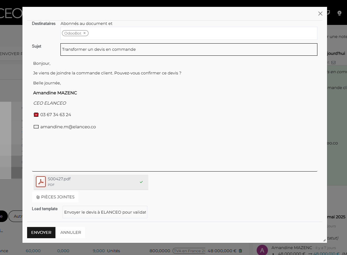 Cliquer sur ENVOYER