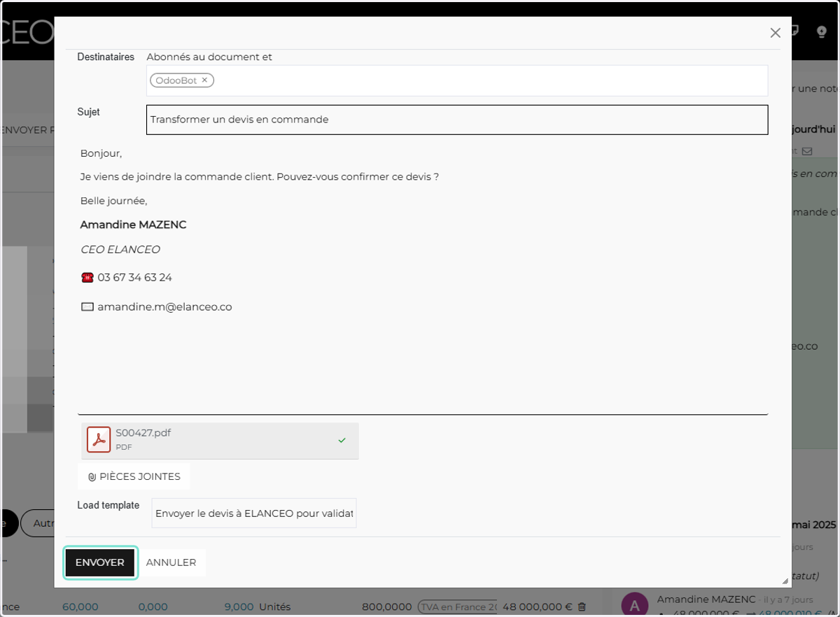 Cliquer sur ENVOYER