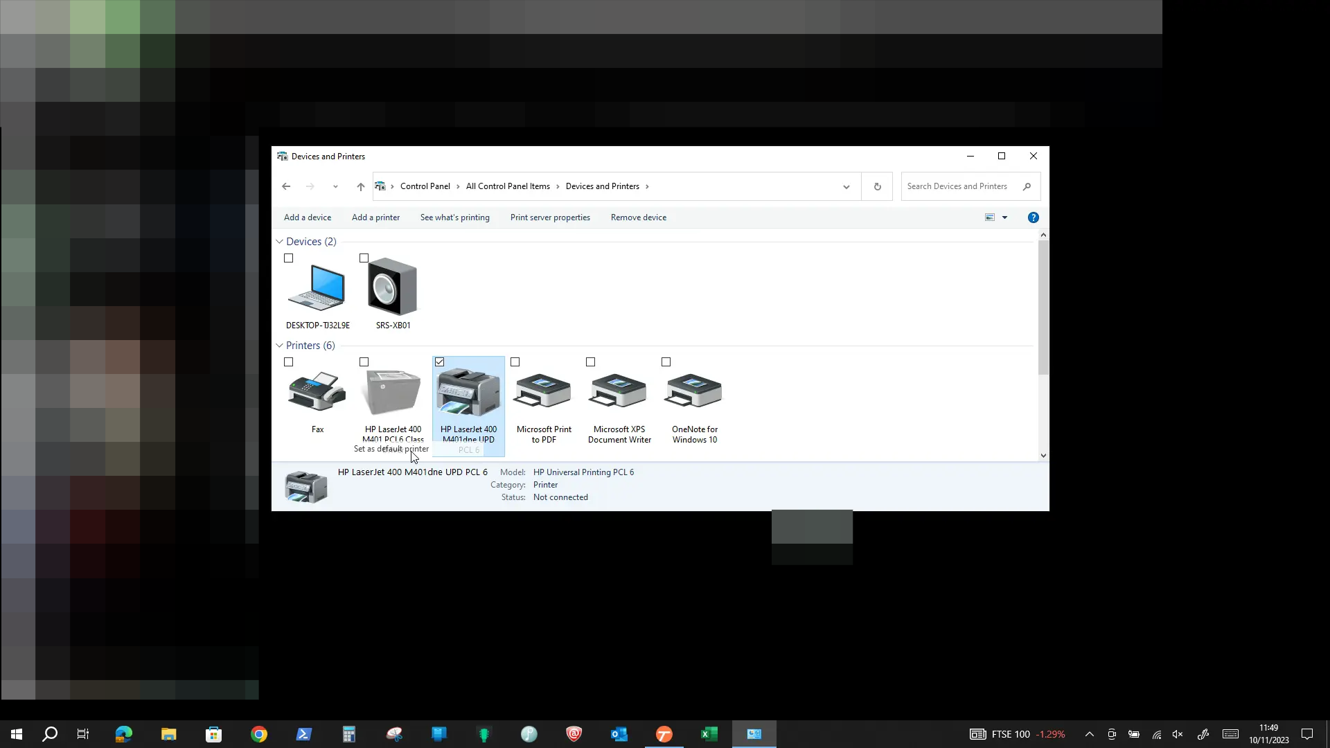 Select Set as Default