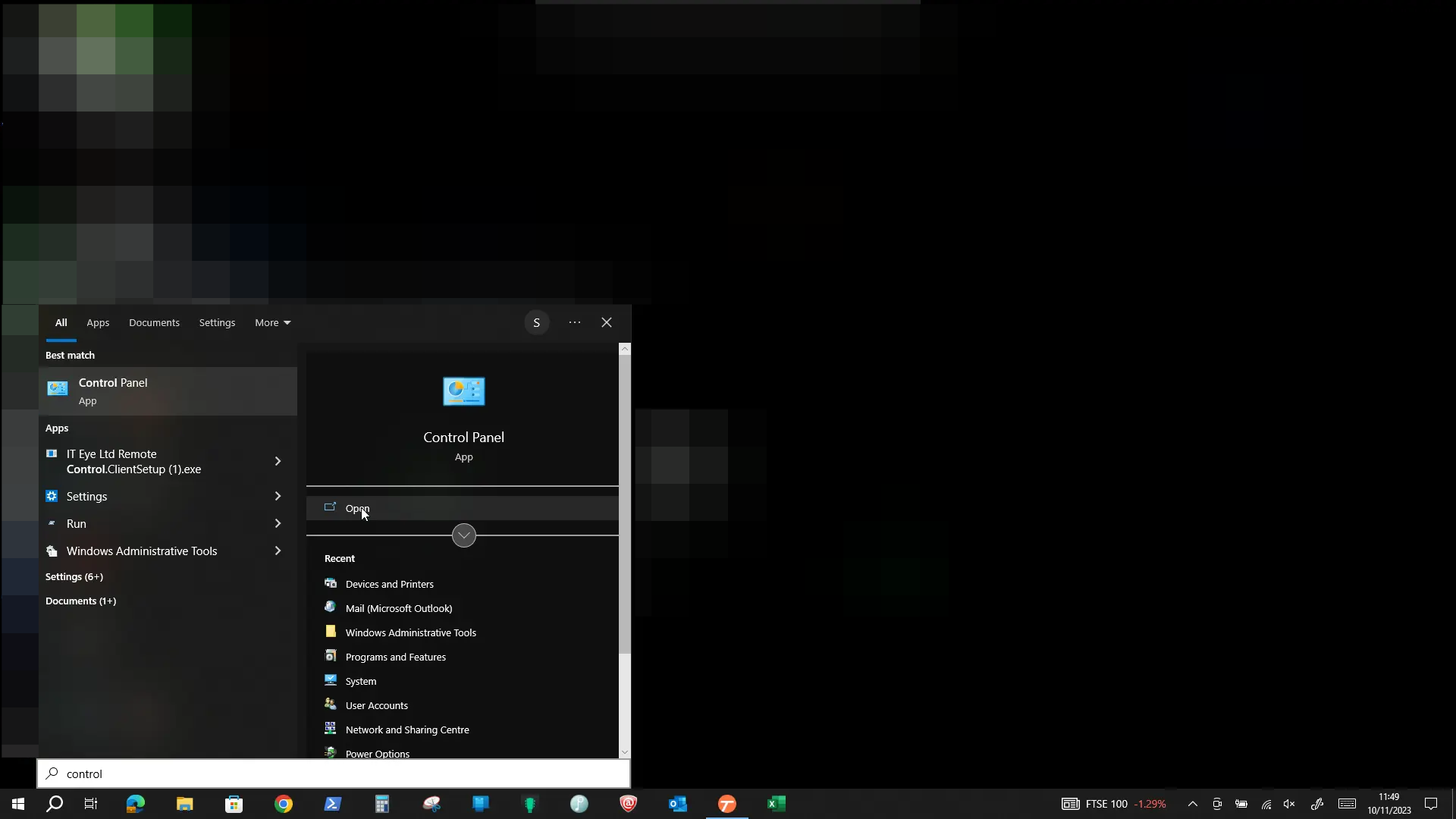 Click here to open the Control Panel