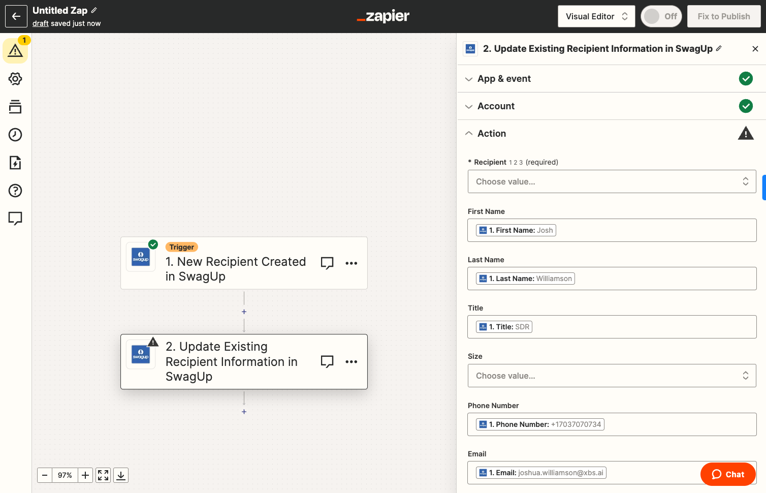 Fill out all required fields to update contact information