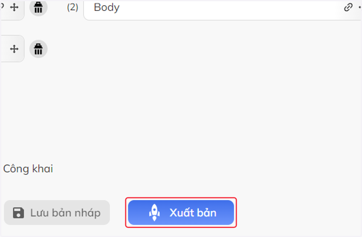 Nếu đã hoàn tất, nhấn chọn "Xuất bản" để đăng câu hỏi