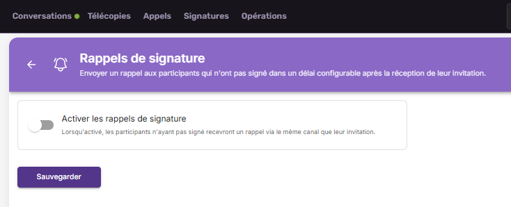 Activez les rappels de signature