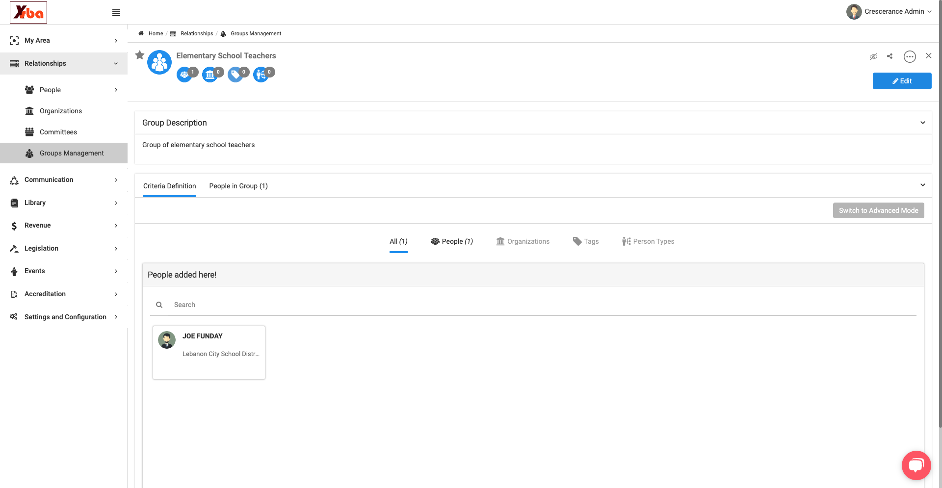 To create a dynamic group, click on Edit